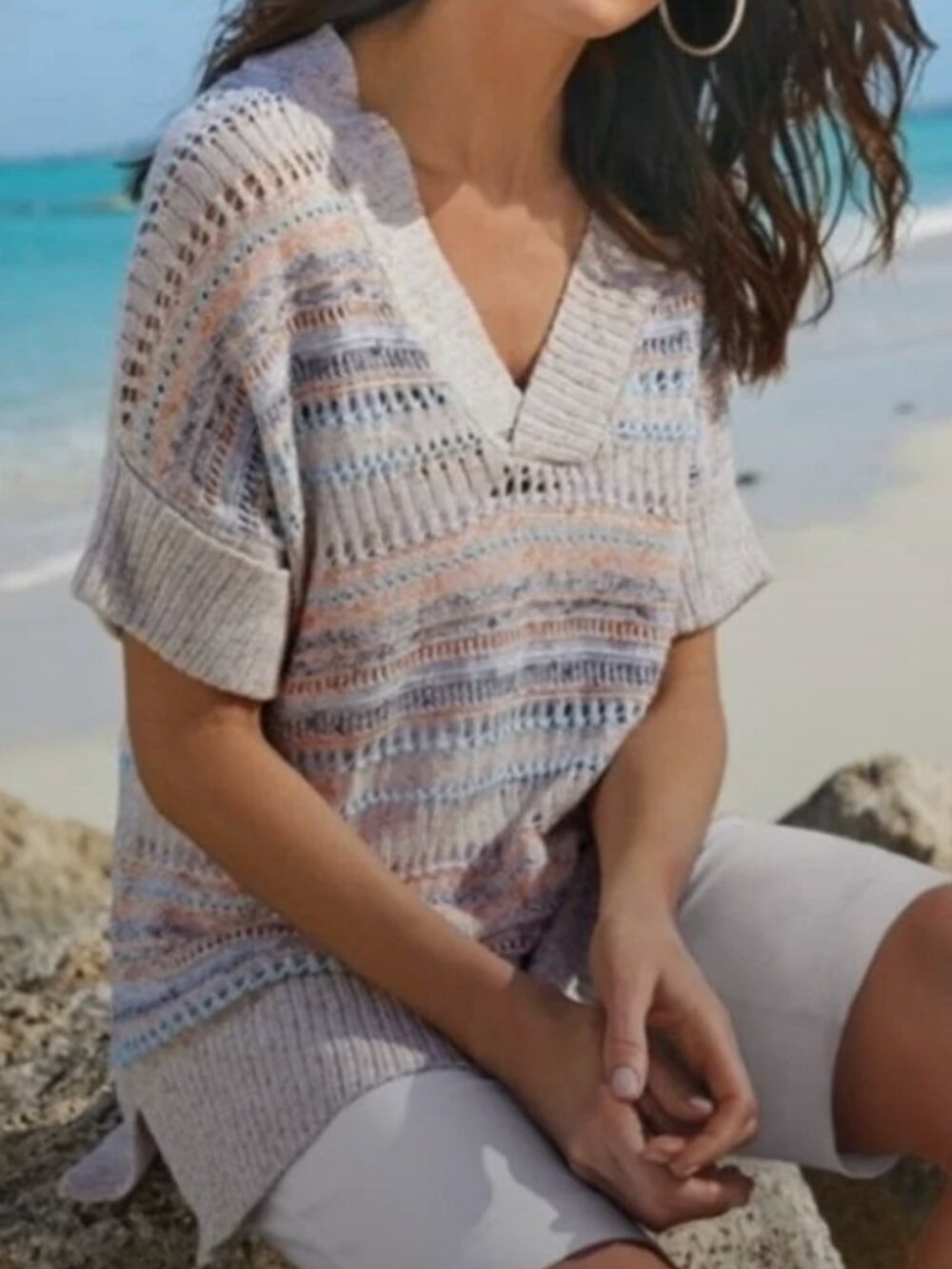 Soft Surroundings Open Weave Sweater Vest